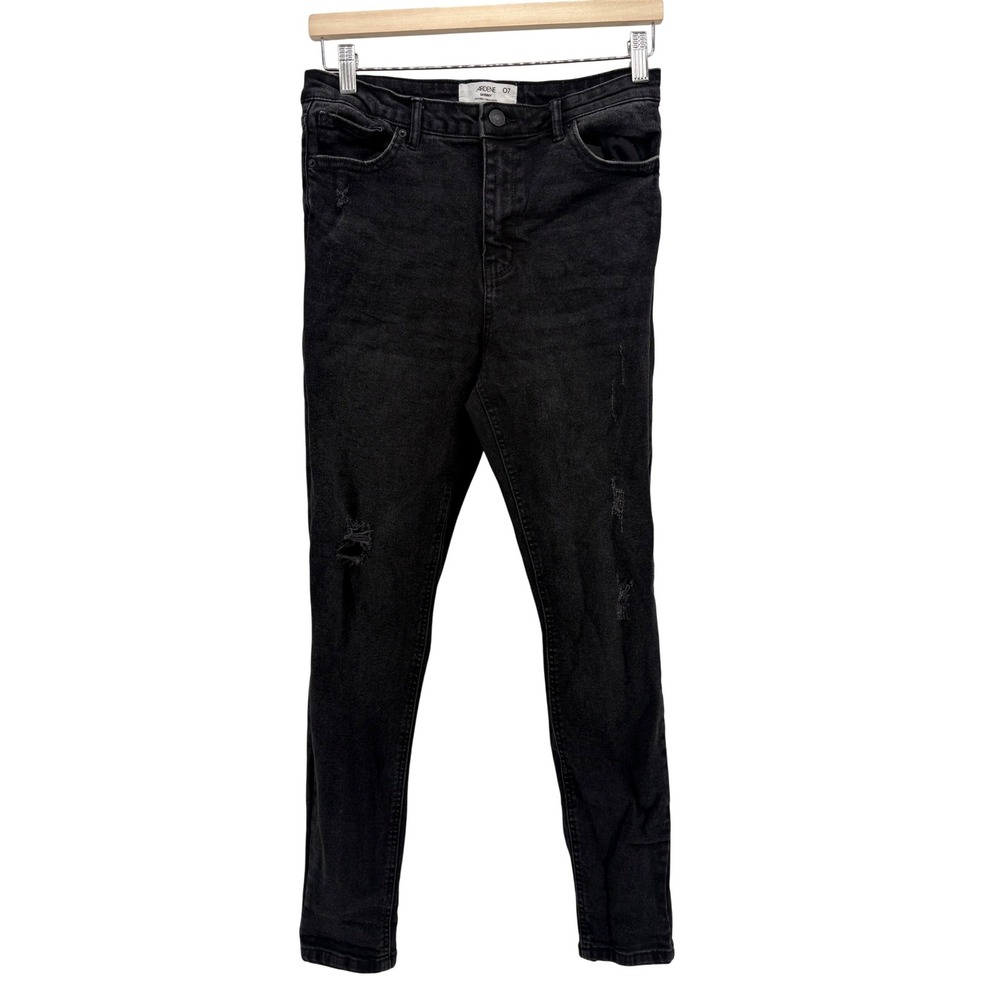Ardene Jeans Womens 07 Black Skinny High Rise‎ Distressed Denim